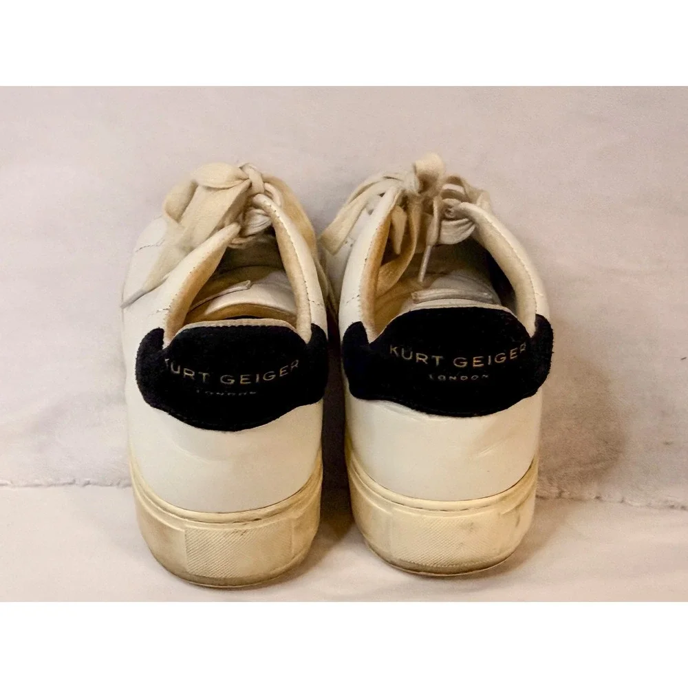 Kurt Geiger London White Leather Platform‎ Sneakers Women's Size 9 EUC